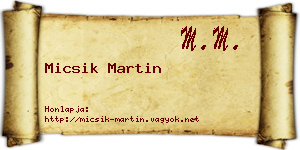 Micsik Martin névjegykártya